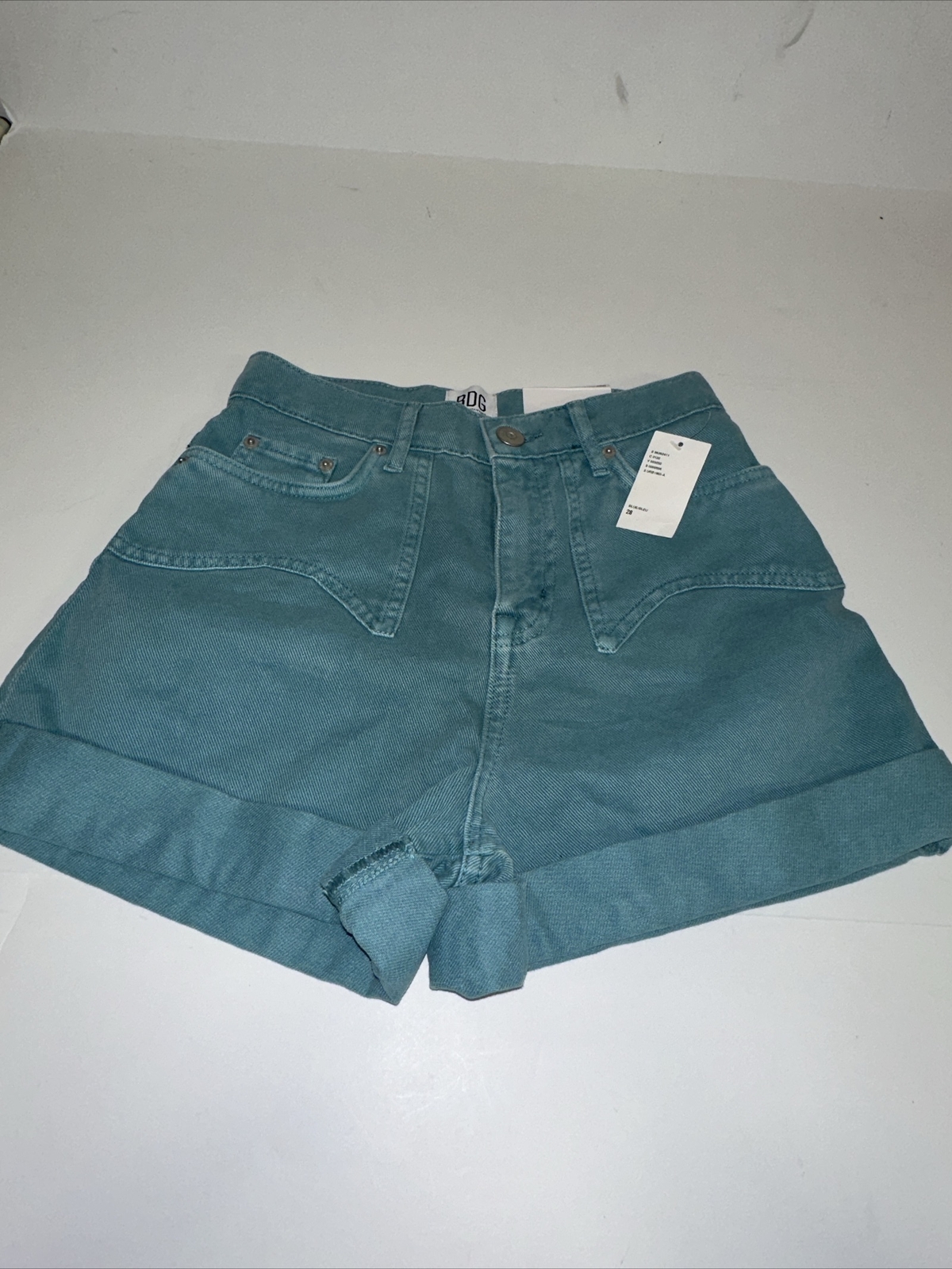 BDG Cut Off Shorts Womens 28 Greenish Blue High Rise Zip Fly Casual