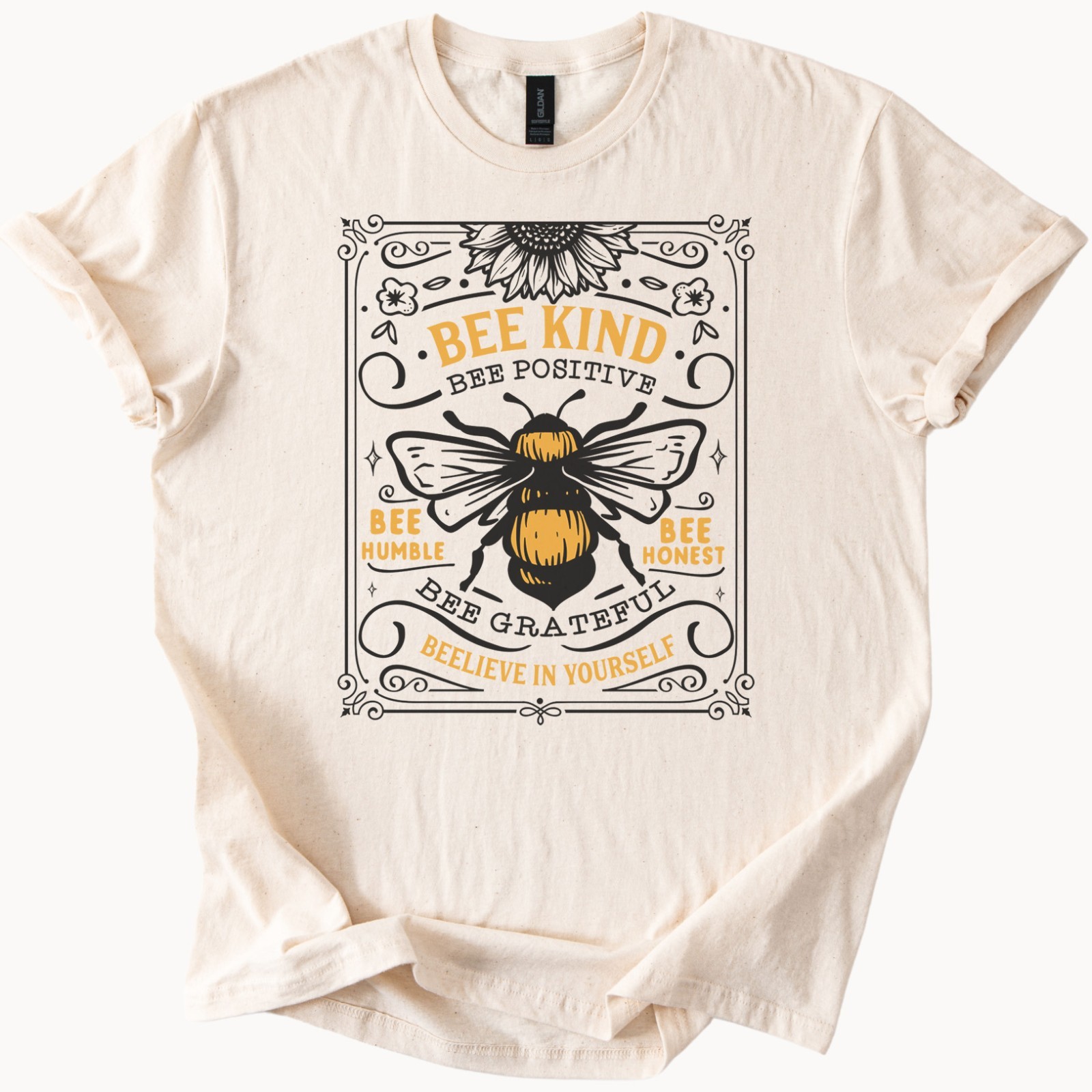 Bee Kind Grateful Humble Positive Shirt Inspirational Sunflower Bee Tee