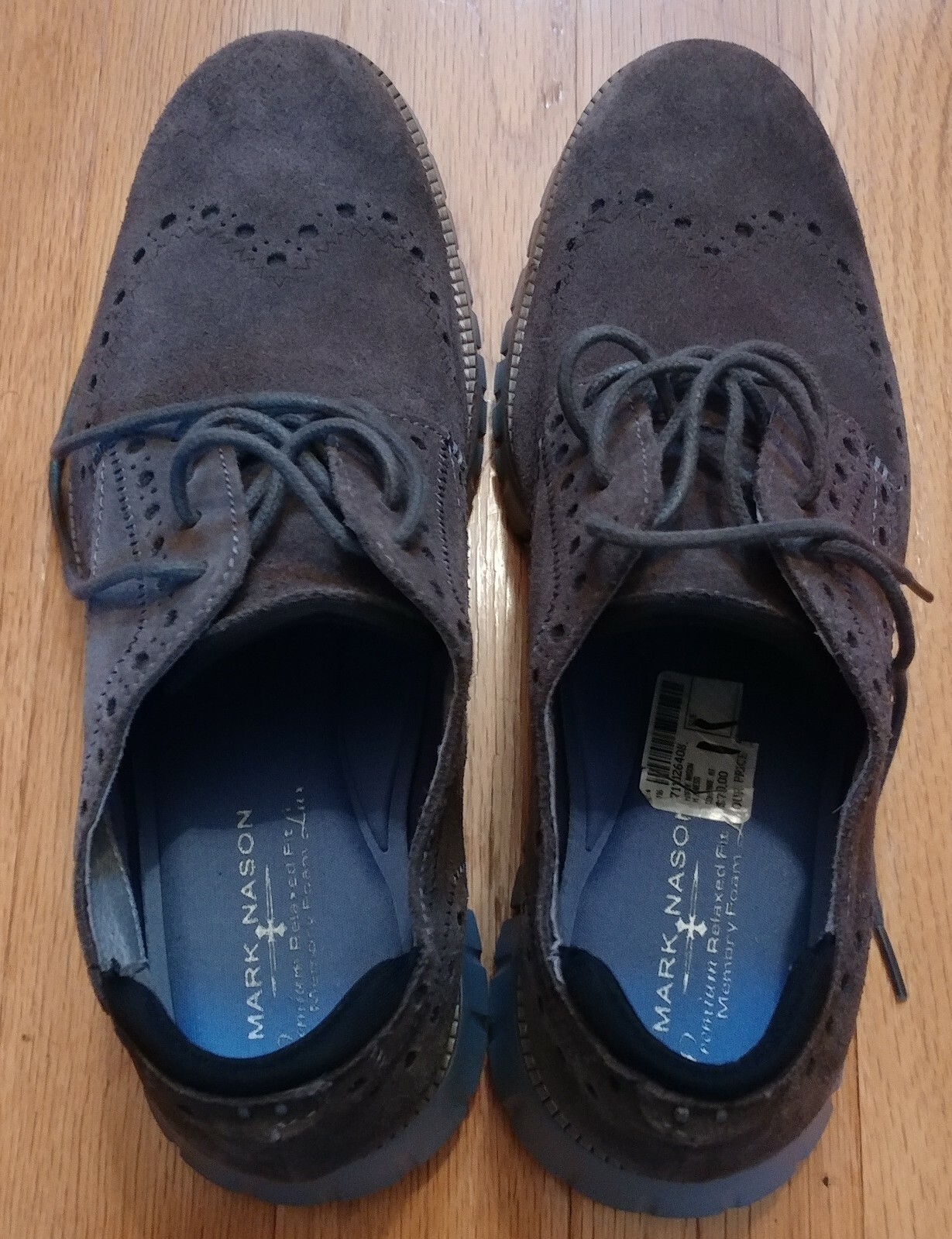 MARK NASON TREMONT MEN’S GRAY SUEDE PREMIUM RELAXED FIT WINGTIP OXFORDS SIZE 11