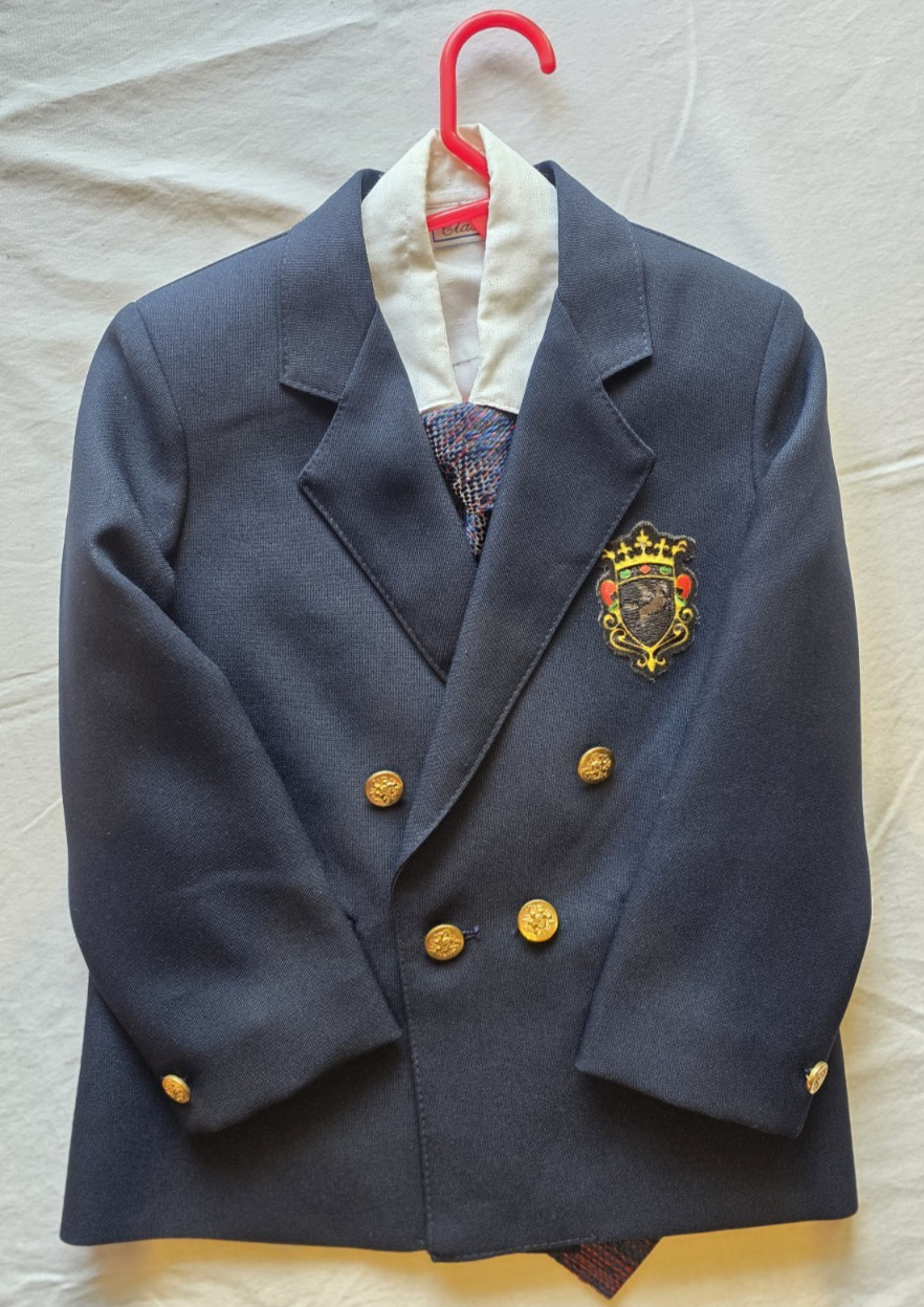 Big Guys Brand Boys Size 5 Reg Navy Blue Blazer Suit Sport Coat Gold Buttons