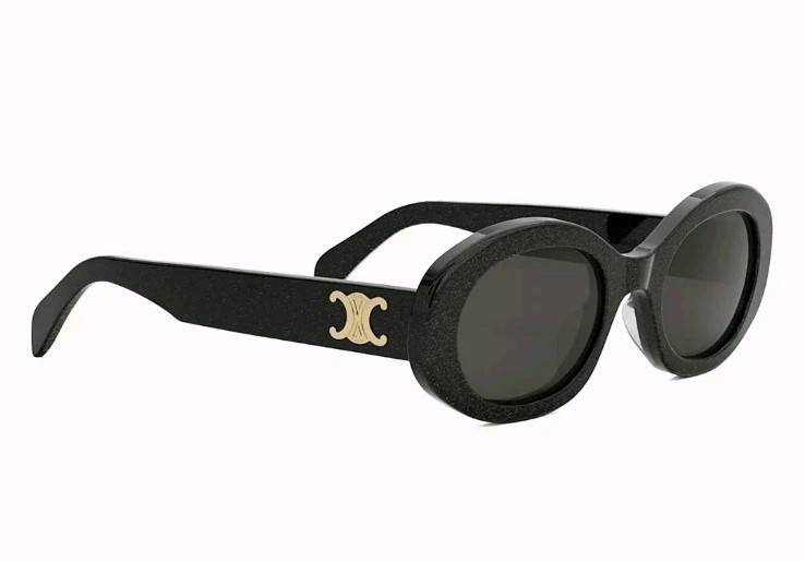 CELINE Triomphe Sunglasses Logo Detail Gold/Black Classic Glitter-Authentic
