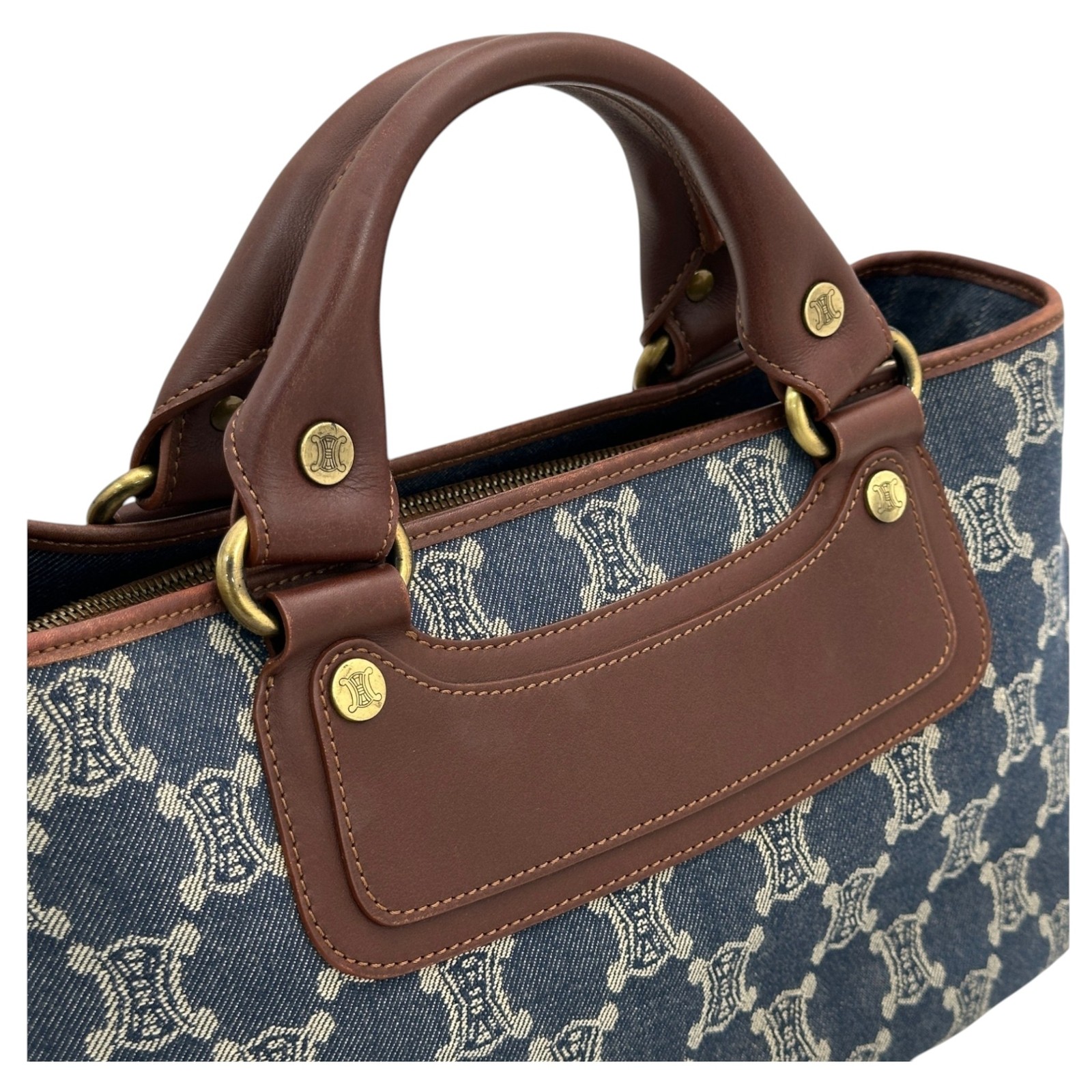 Auth CELINE Boogie Bag Paris Macadam Denim Jacquard Tote Bag ce4450cc