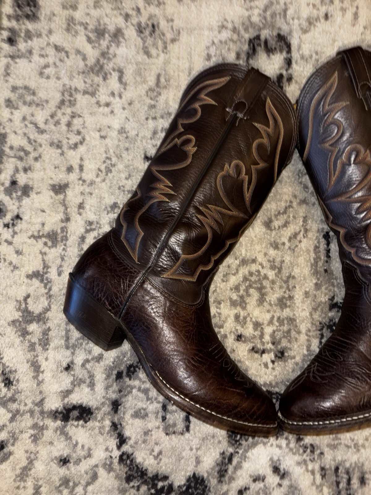 Larry Mahan Nocona Texas Brown Bullhide Leather Mens Size 10 XE Cowboy Boots