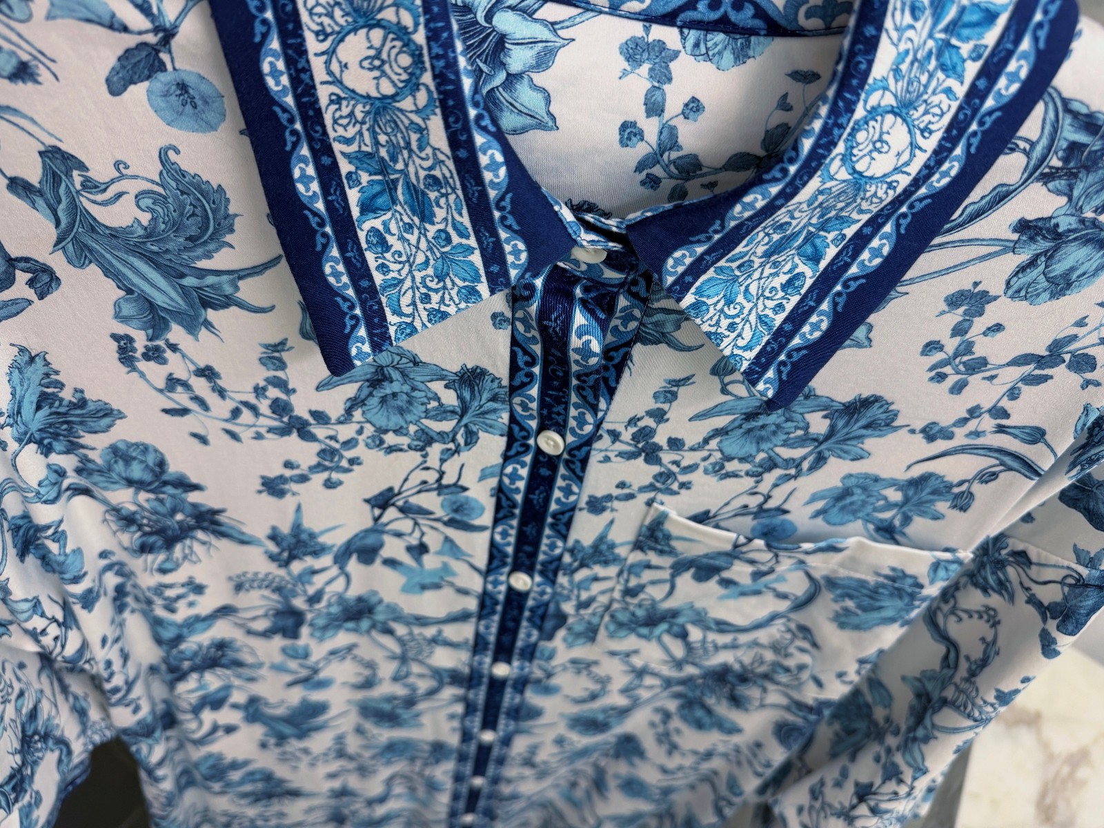 Alice + Olivia Tanika Je L’adore Spring Sky Maxi Shirt Dress Blue Floral Belt S