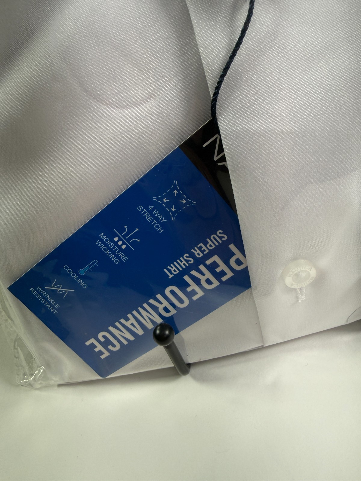Nautica Mens Performance Super Dress Shirt White Slim Stretch XL 17-17.5 32/33
