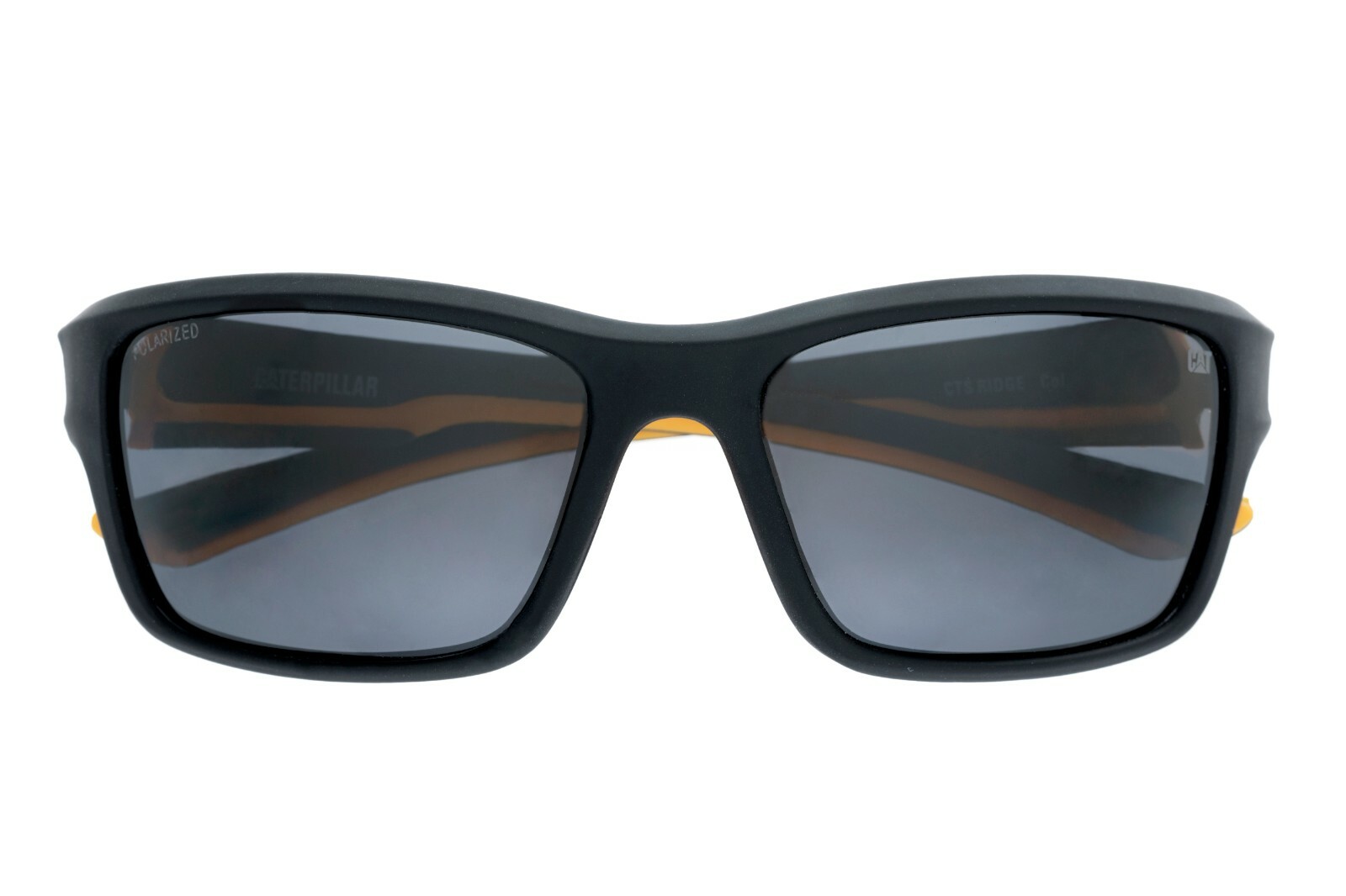 CAT Ridge Black Sunglasses, Rubberized Matte black frame, solid smoke grey lens