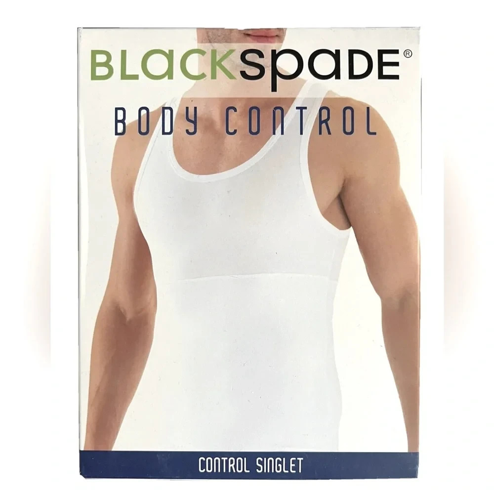 Blackspade Men’s Body Shaper Compression Tank Top Slimming Vest White XL