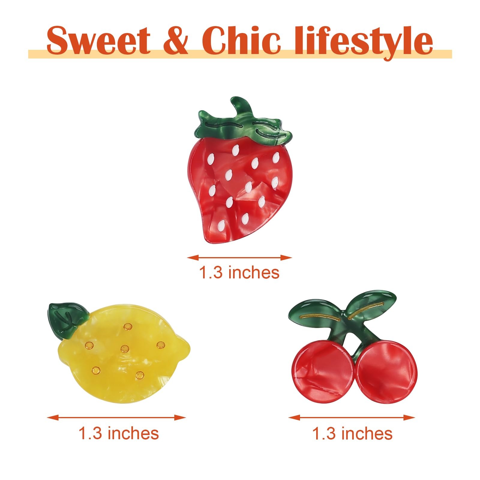 chezlena 6 PCS Fruit Hair Claw Clips for 6 Count (Pack of 1), Multicolor