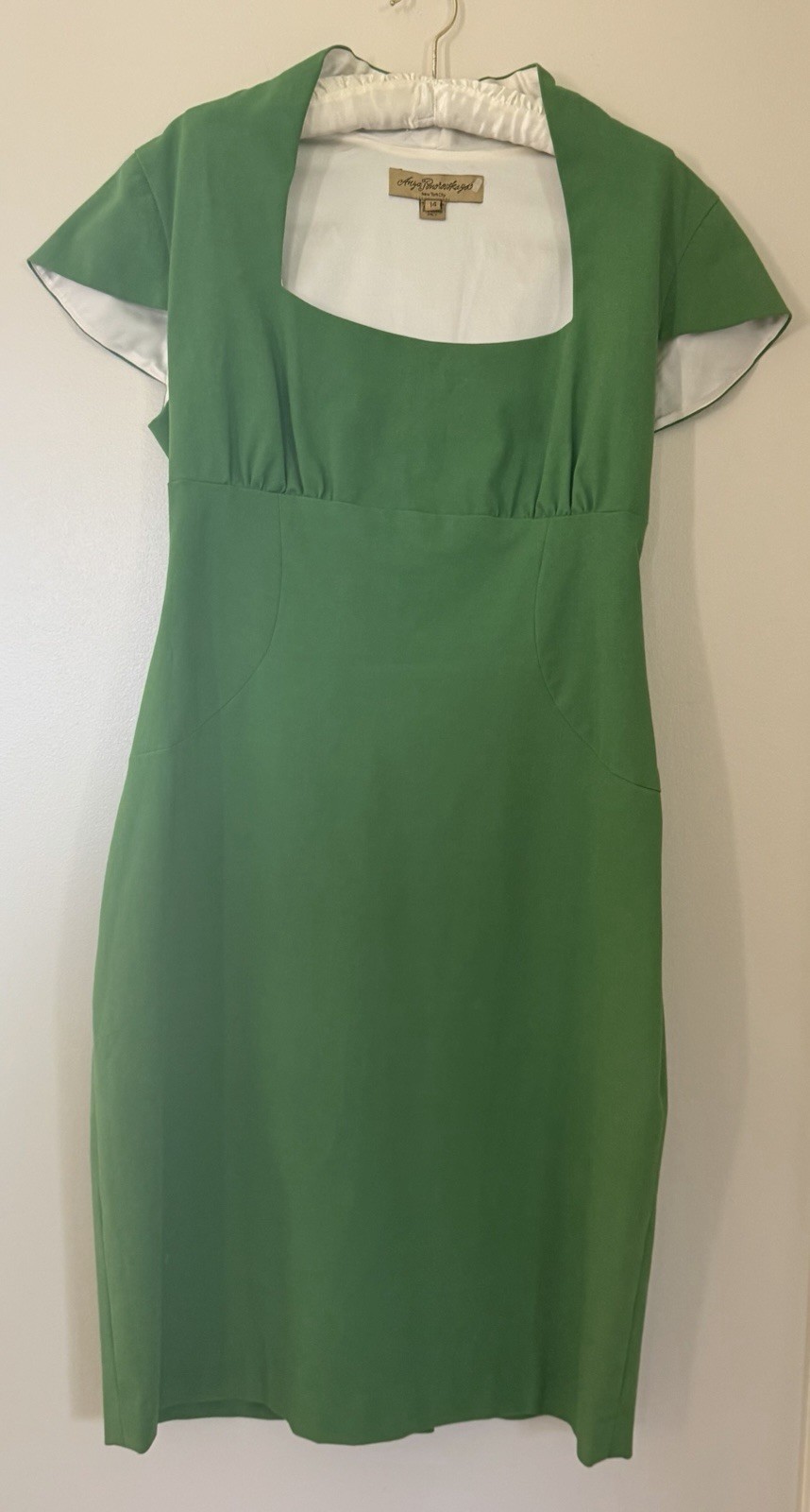 Anya Ponorovskaya Form Fitting 50s Rockabilly Pin-up Style Dress Size 14 Green