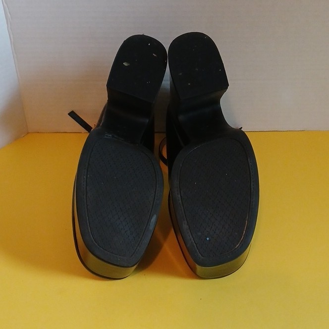 Jessica Simpson Womens Black Patent Leather Platform Ankle Strap Heels 10