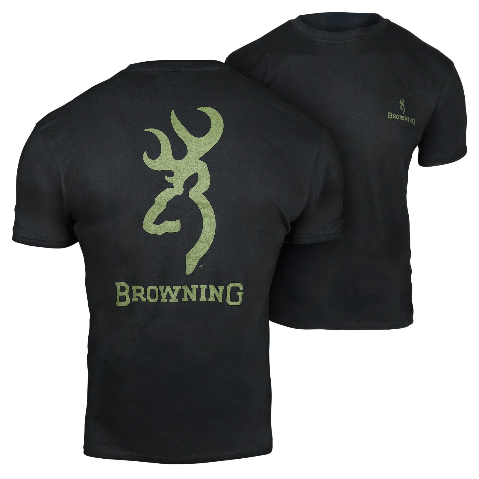 Browning Signature Buckmark T-Shirt (M)- Black/OD Green