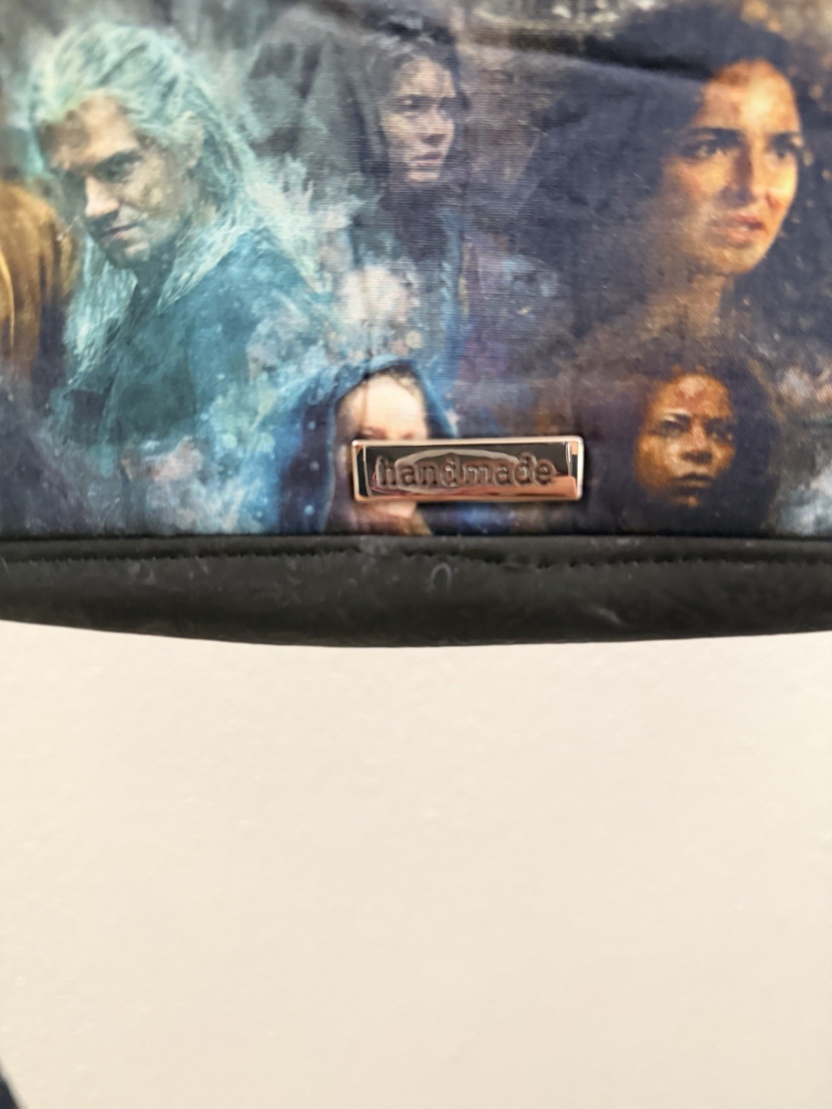 Handmade The Witcher Graphic Print Satchel Top Handle Bag, Med Black/Blue