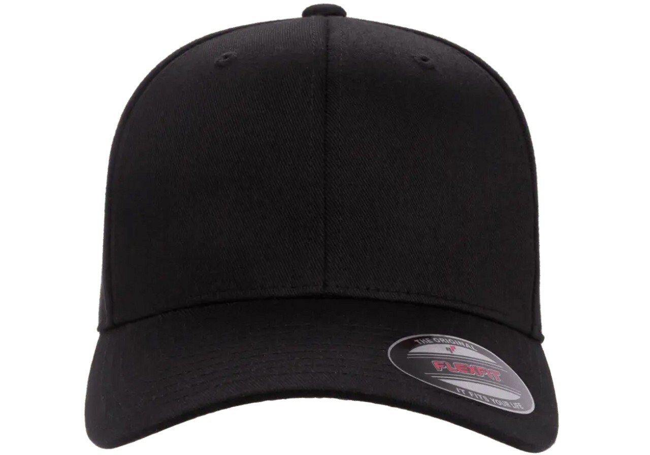 Flexfit Fitted Poly/Cotton Wooly Combed Cap Black