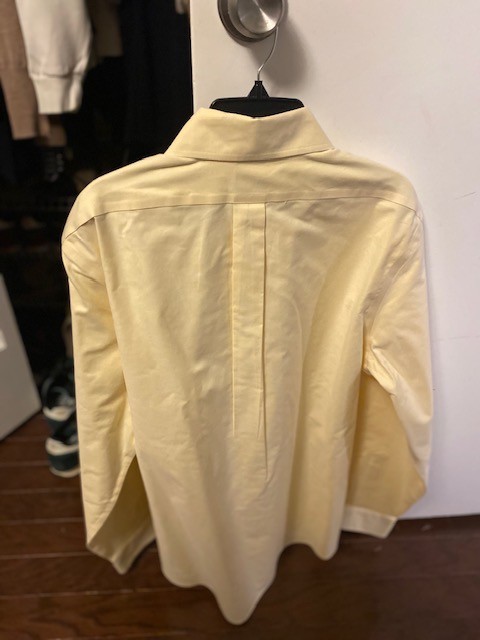 Brooks Brothers Regent Shirt Mens Medium M Yellow Button Up Oxford Logo