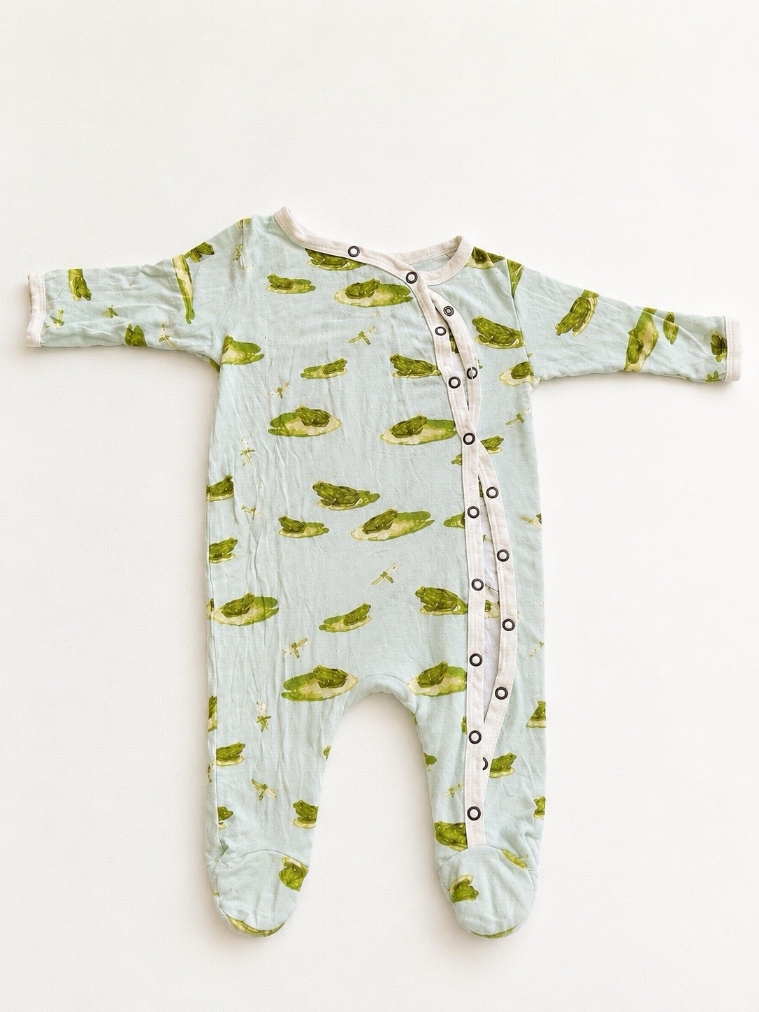 Milkbarn Frog Animal Print Footed Snap Coverall One-Piece 3-6 Months Blue