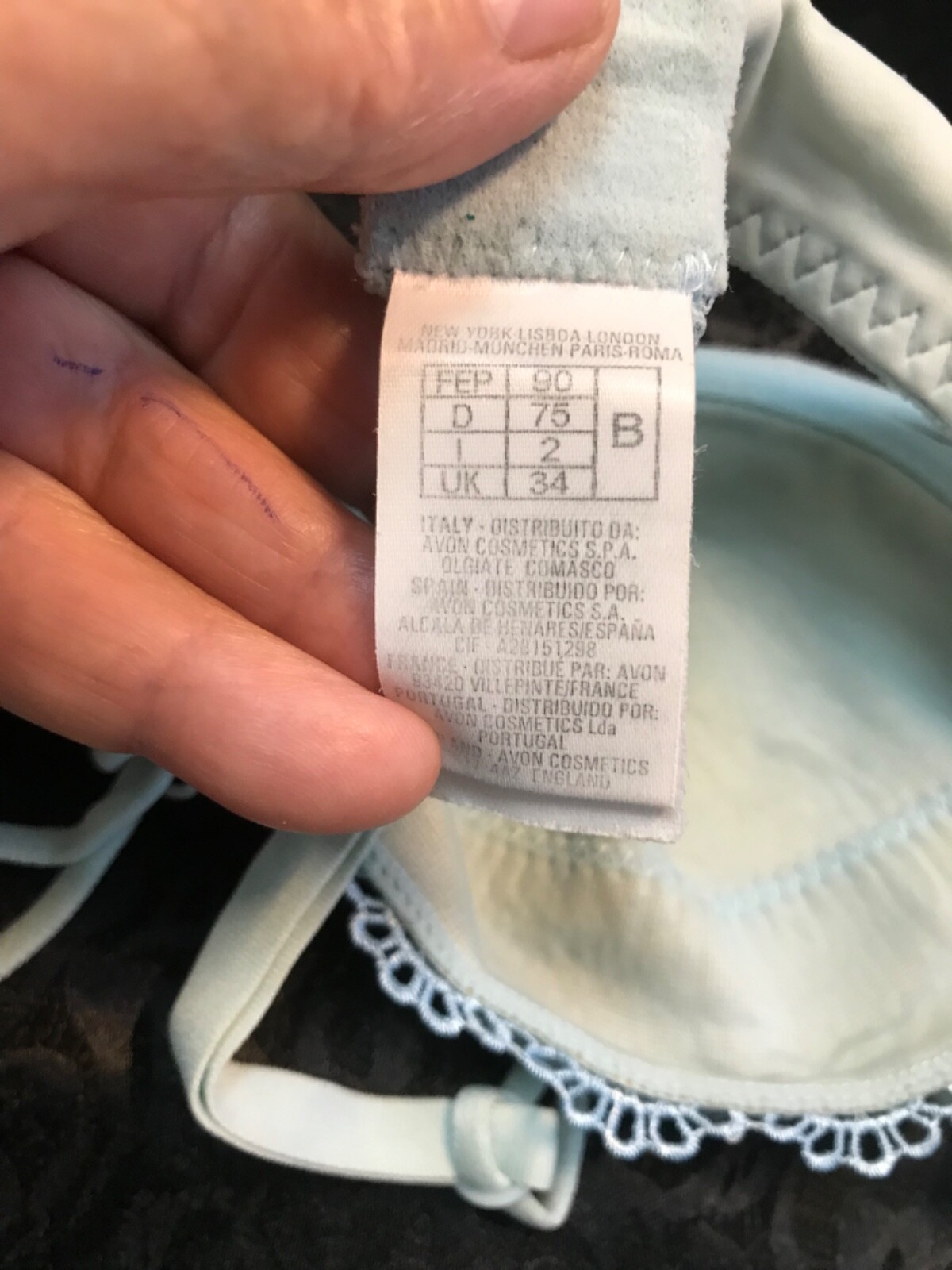 Bra Unbrandedd Size us 34b it2b eu75b underwired unpaded blue white
