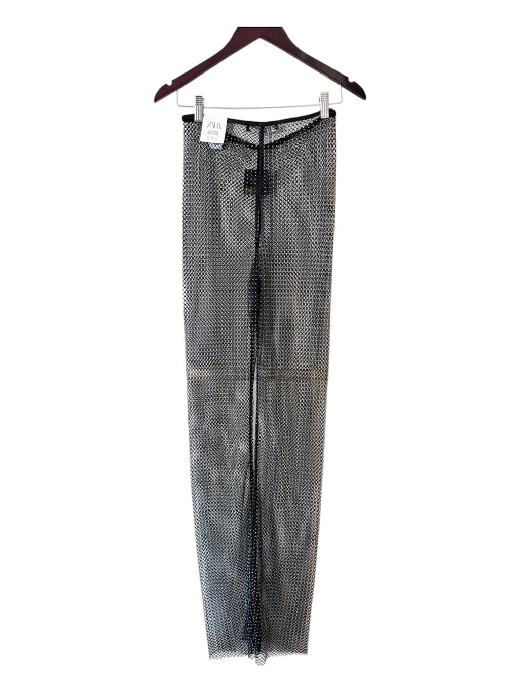NWT Zara Rhinestone Shimmery Mesh Pants Black Size X-Small 9860/225