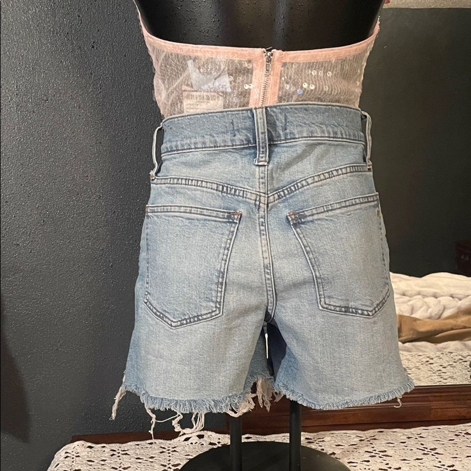 Madewell Light Blue Button-Fly Jean Shorts