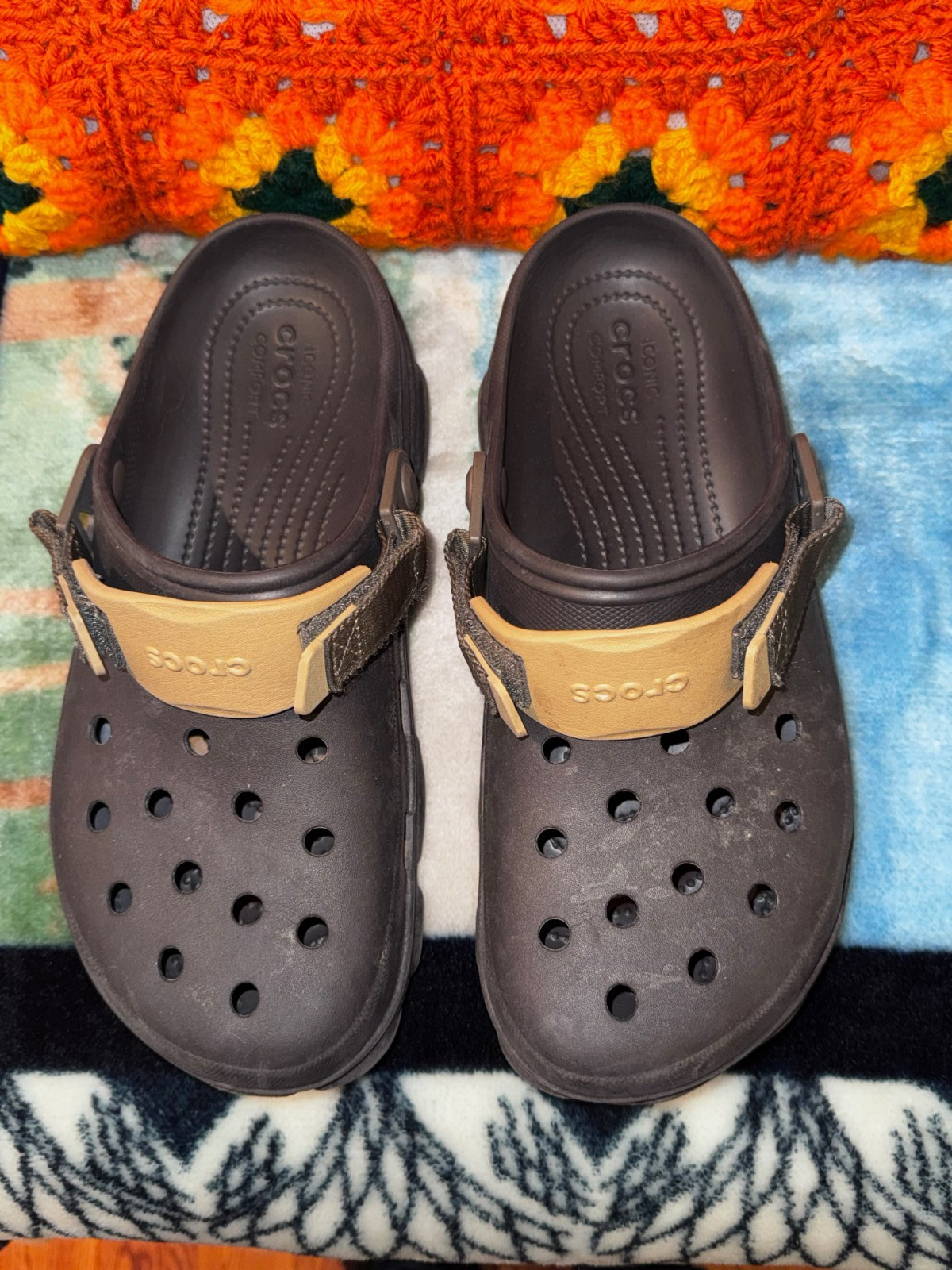 Crocs Offroad Sport Clogs Iconic Comfort Adjustable Strap Brown Size M 10 / L 12