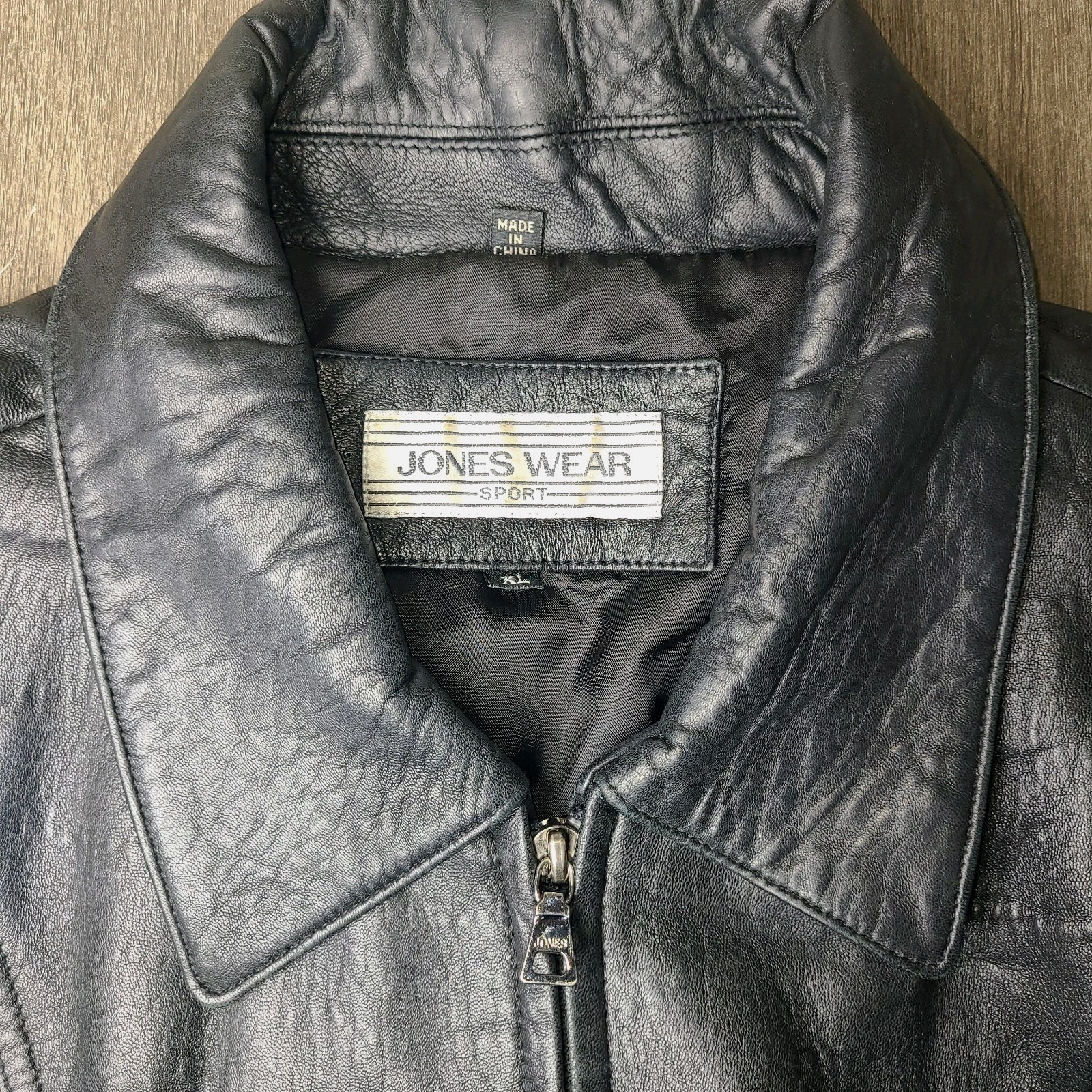 Jones Wear Sport Genuine Leather Womans XL Jacket Black Zip Front Moto EUC