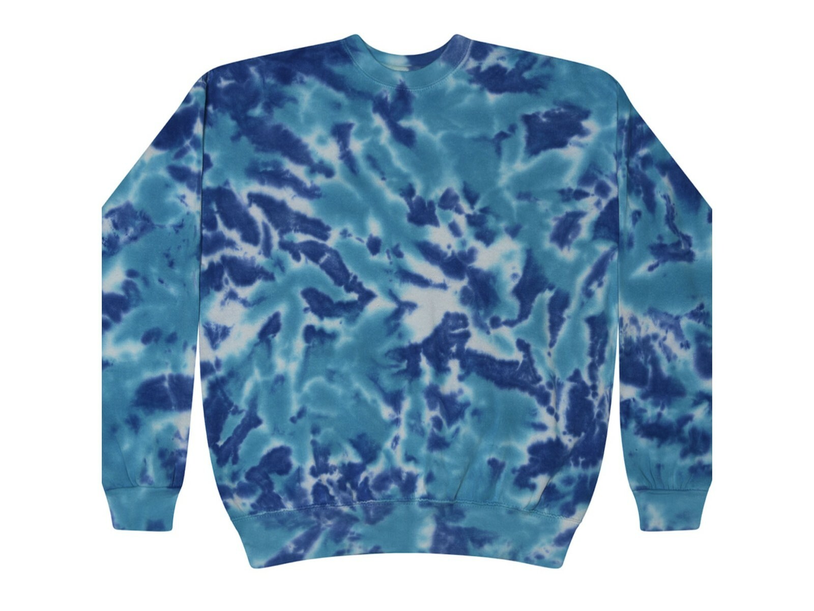 Tie Dye Multi-Color Crew Neck Fleece Adult Small to 3XL 80% Cotton Long Sleeve
