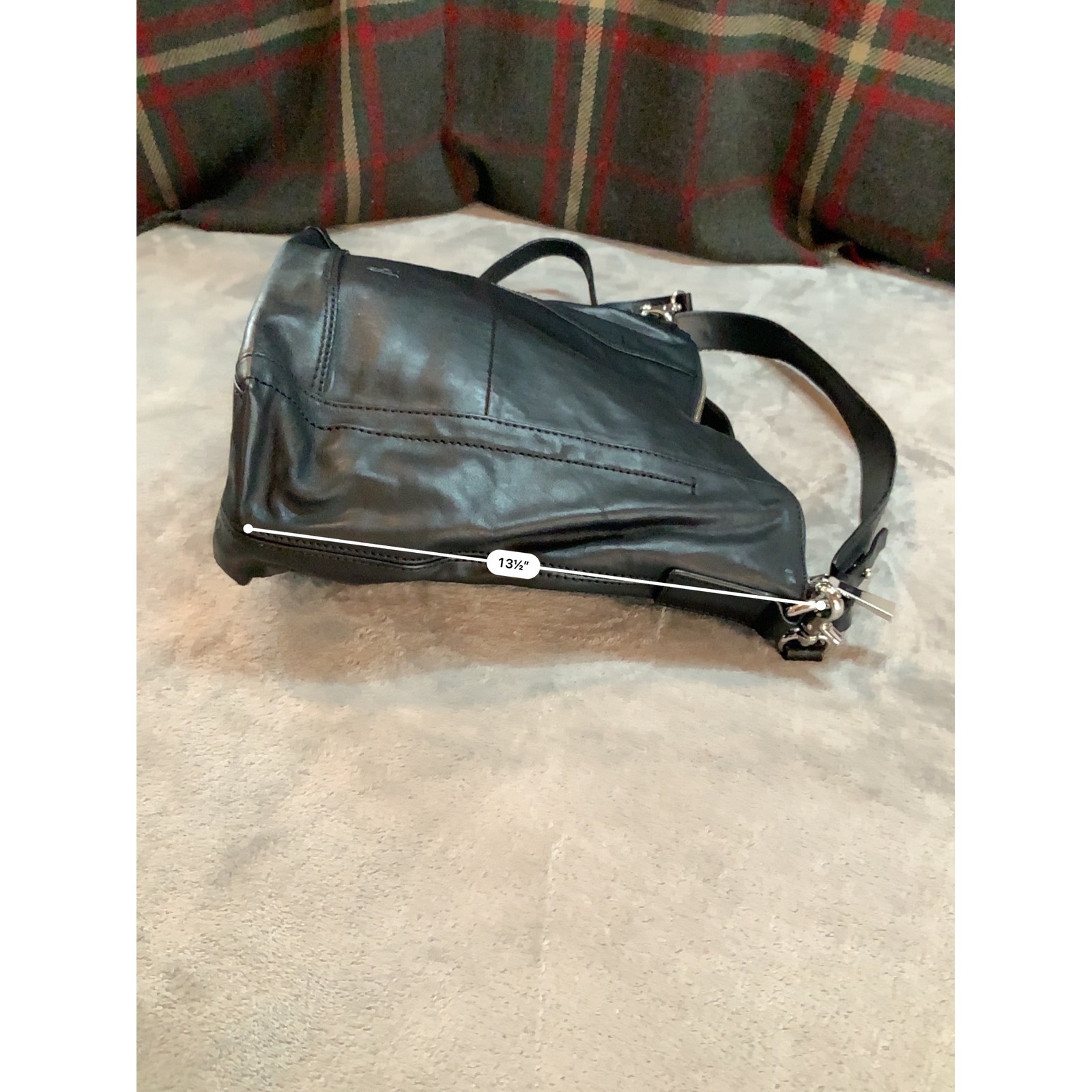 Frye Lena Zip Hobo Black Leather Crossbody Shoulder Bag Handbag 12×13.5in
