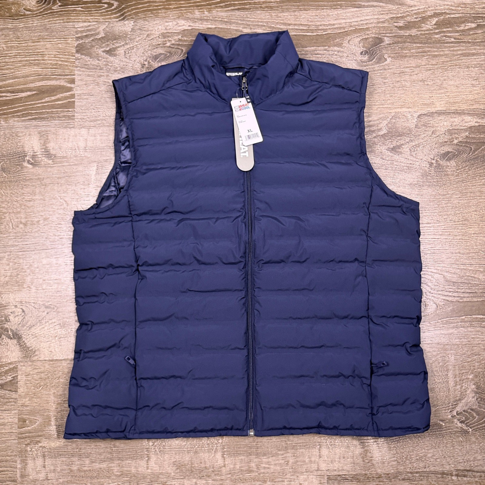 32 Degrees Heat Puffer Vest Mens XL Blue Stormy Night Quilted Full Zip NWT