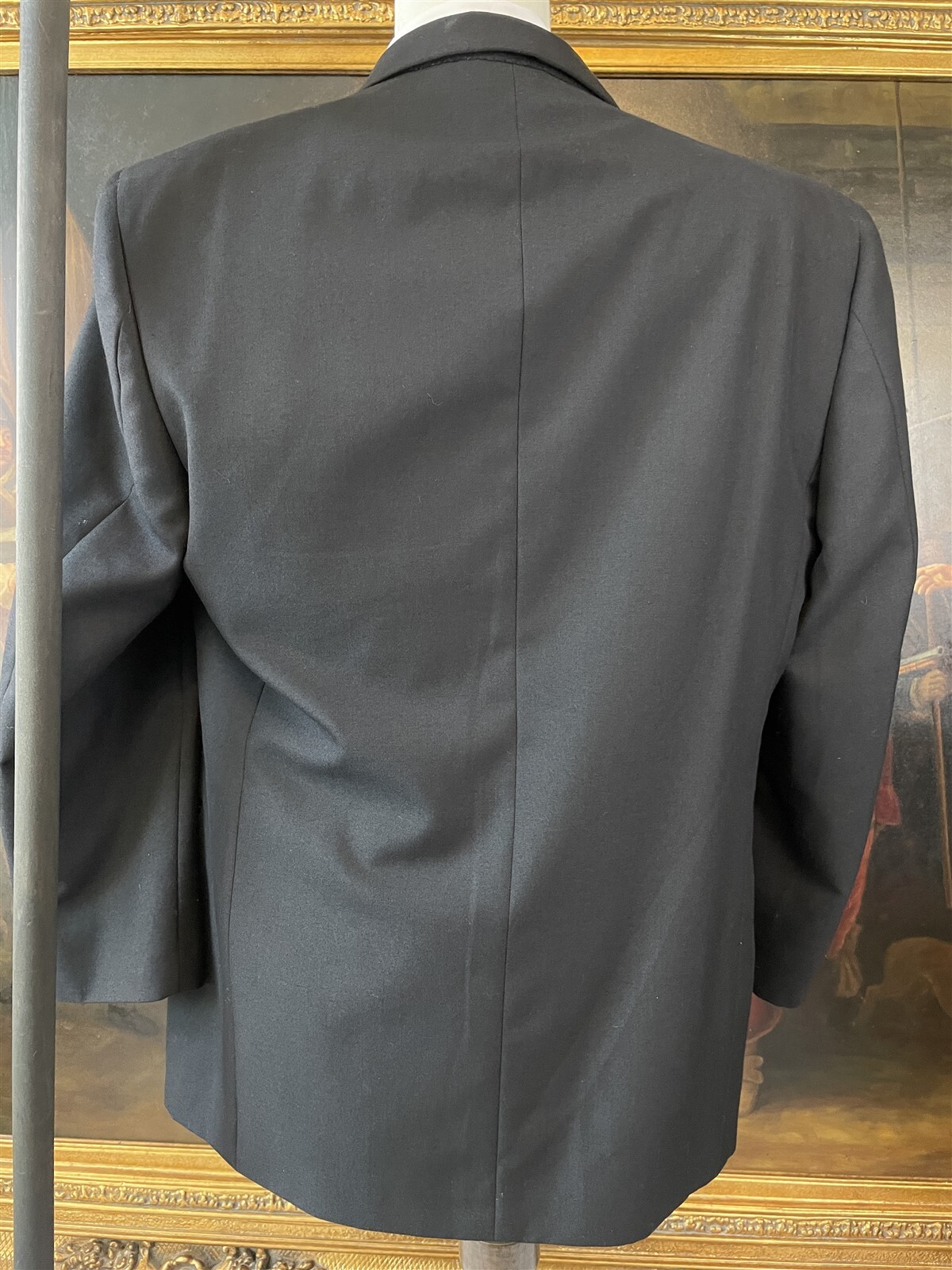 VTG Gianelli Uomo 42R 34 x 28 2Pc Black Wool Blend Hopsack 1Btn Tuxedo