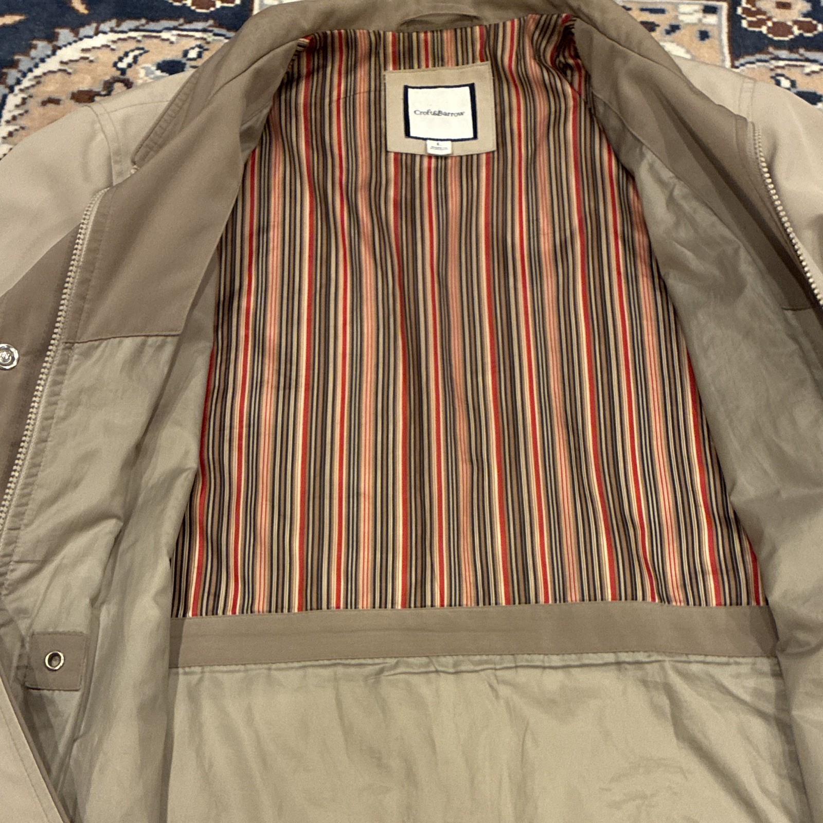 Croft & Barrow Women’s Beige Lined Mid-Length Jacket Full Zip Snap Pockets L