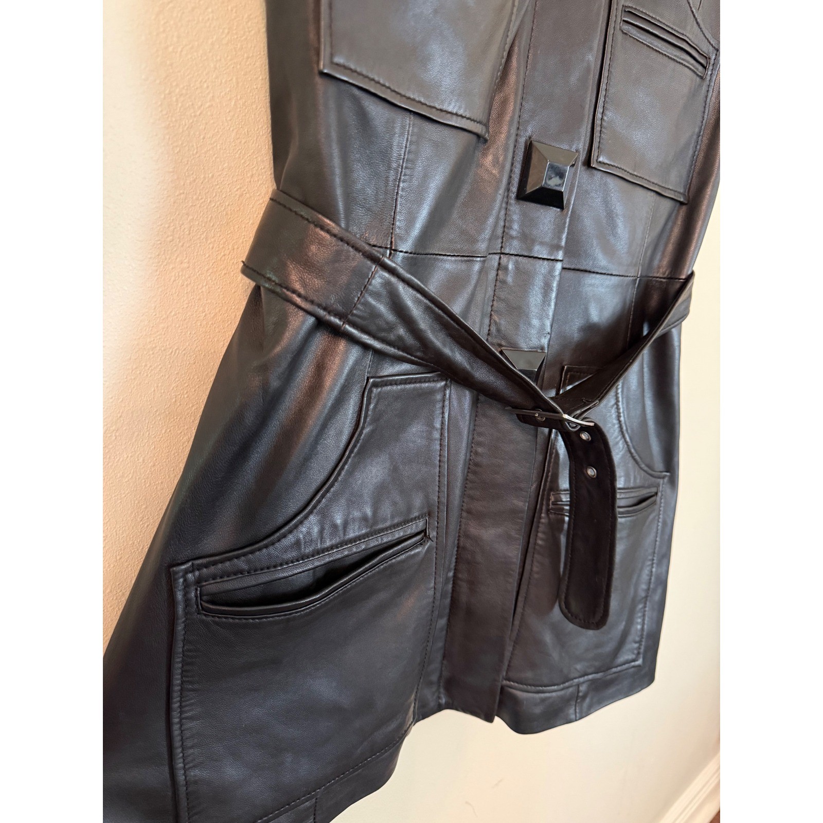 Malene Birger Petricana Nappa Leather Belted Long Vest Size 12