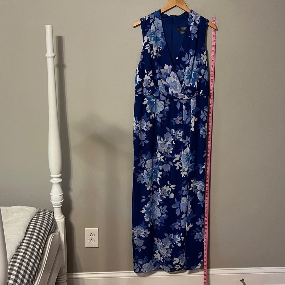 New! Jessica Howard Blue V-Neck Sleeveless Maxi Dress Size 14W NWT