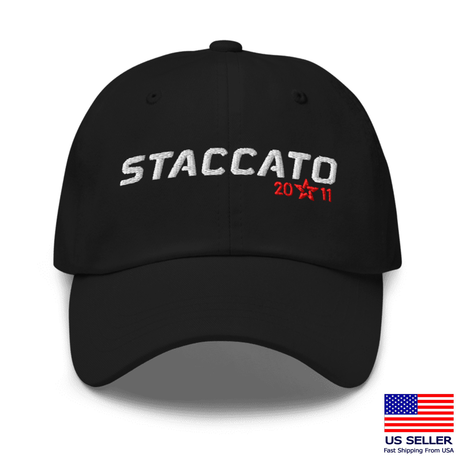 Staccato 2011 Logo Inspired Adjustable Embrodiery Black Color Classic Dad Hats