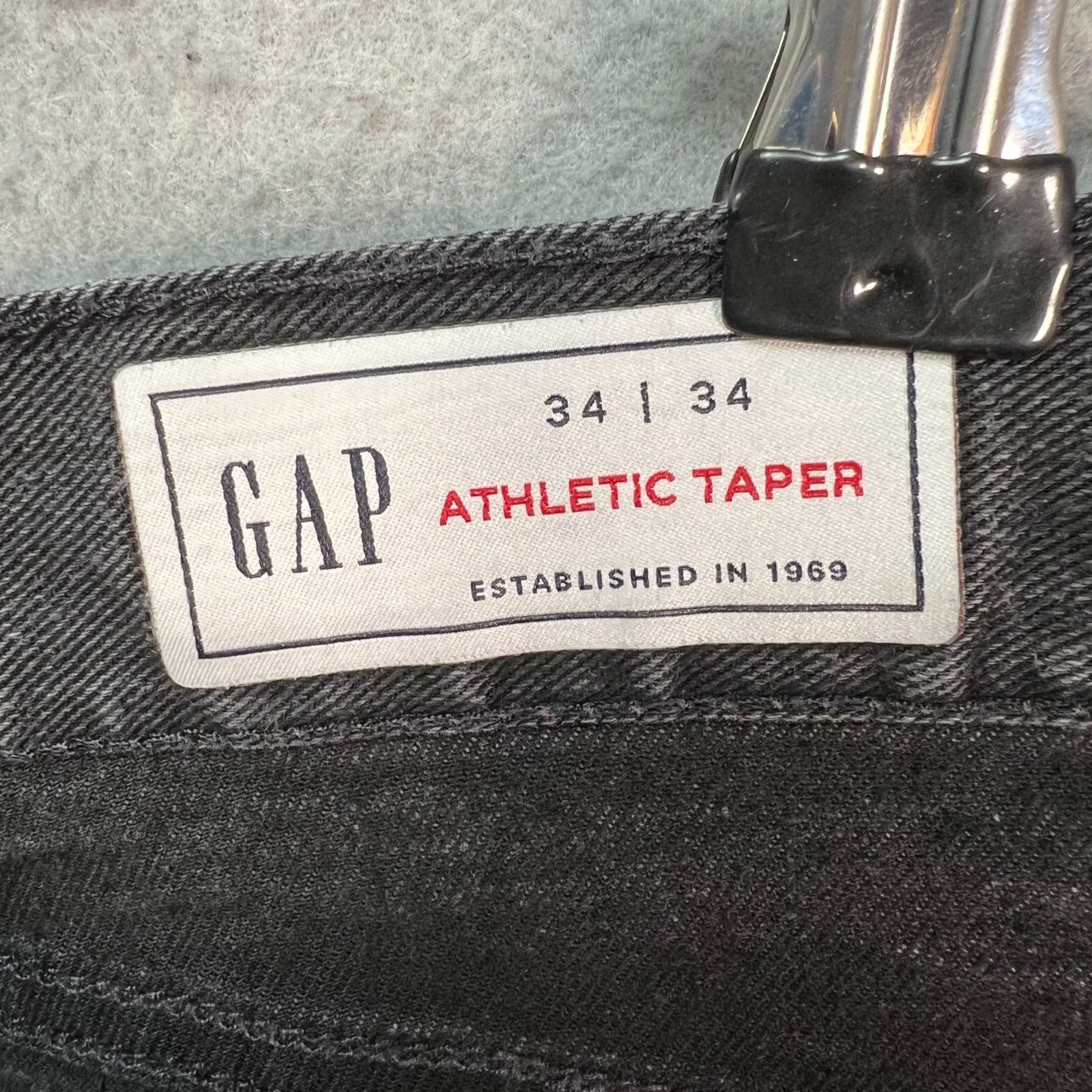 Gap Mens Size 34 x 34 Athletic Taper Jeans Gray Cotton Blend Denim