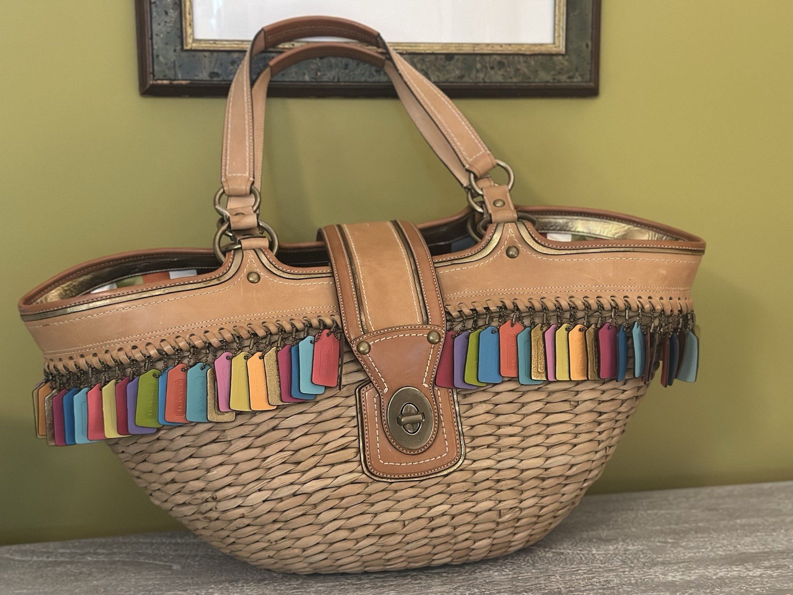 Coach Limited Edition Legacy “Lily” Straw Large Basket Bag