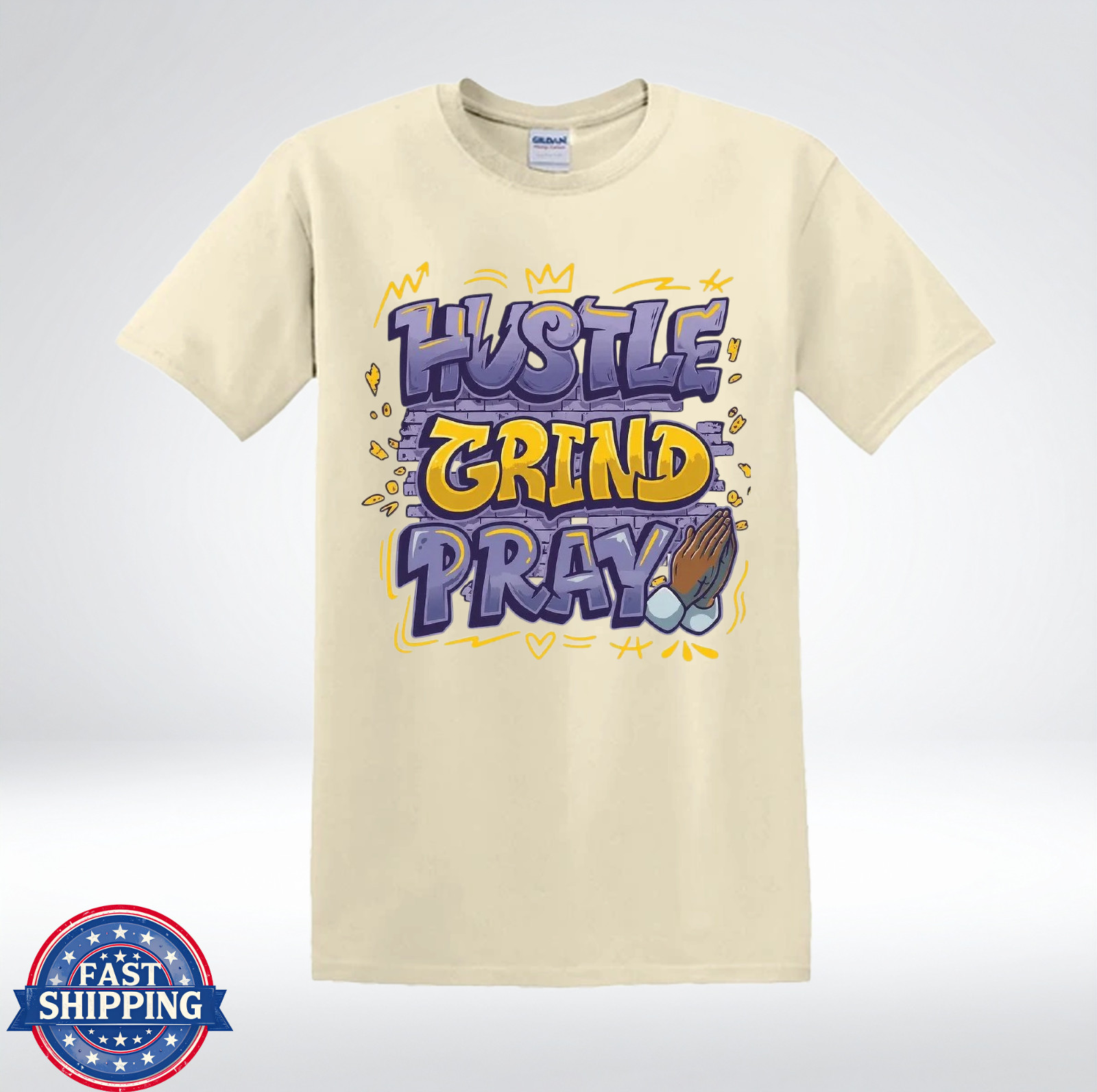 Hustle Grind Pray Shirt Motivational Faith Streetwear T-Shirt