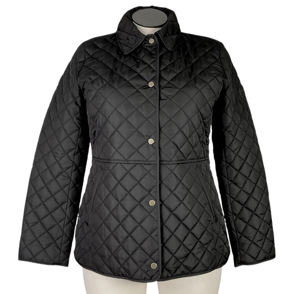 Lauren Ralph Lauren Diamond Quilted Jacket Women L Black Lightweight Insulated