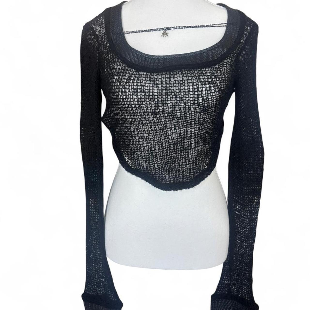 Chipchipshop black mesh long sleeve crop top #goth #grunge