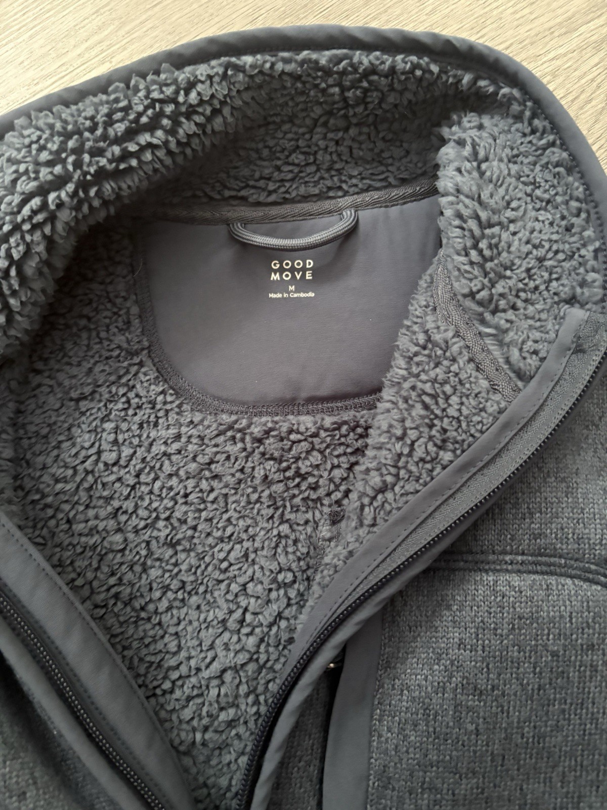 M&S Men’s Blue Sherpa Lined Funnel Neck Fleece Full Zip Gilet Size Medium – VGC