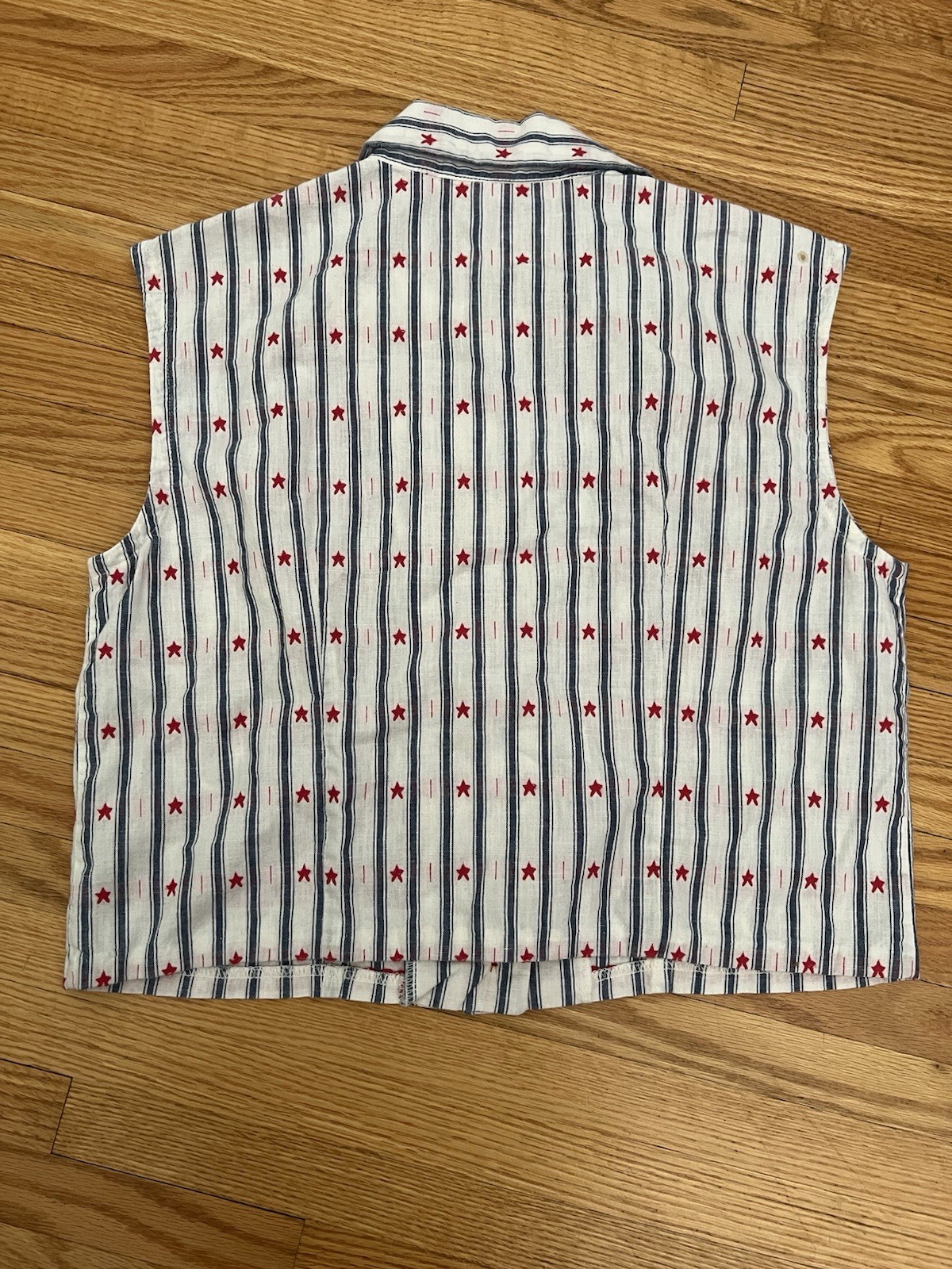 Women’s Patriotic Sleeveless Button Front Top No Size 4th of July Red White Blue
