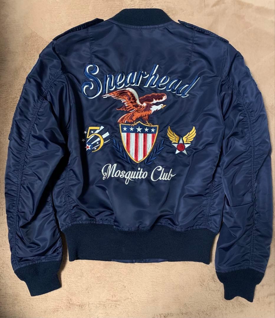 AVIREX L-2 5th AIR FORCE AVIR Flight Jacket Blouson Coat Men Size M Navy Genuine