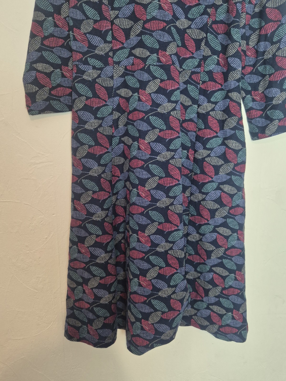Adini Brand New Tags Navy Blue Leaf Print Juliet Dress UK Size Large L BNWT A02