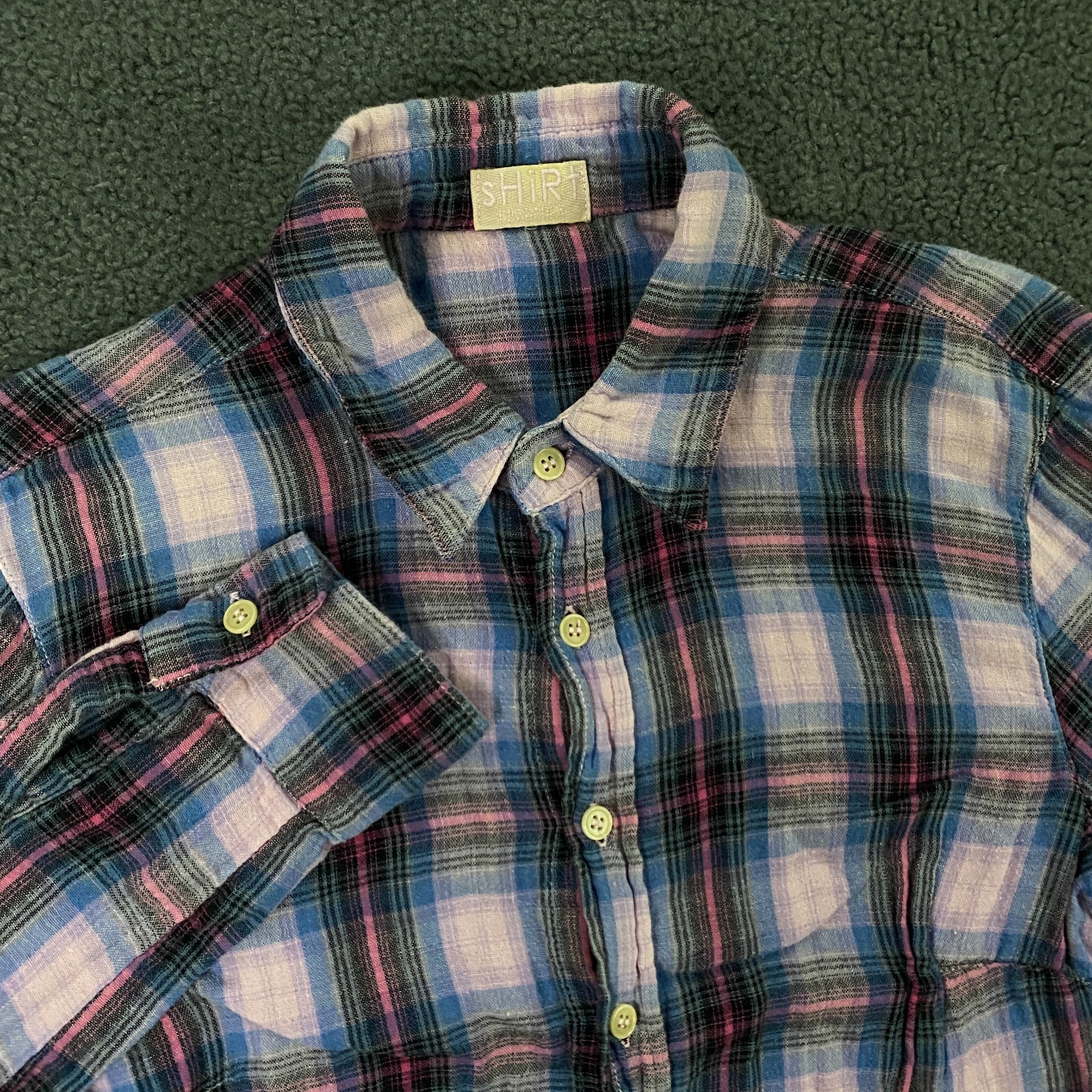 CP Shades Shirt Womens Small Double Layer Weave Cotton Plaid Button Up