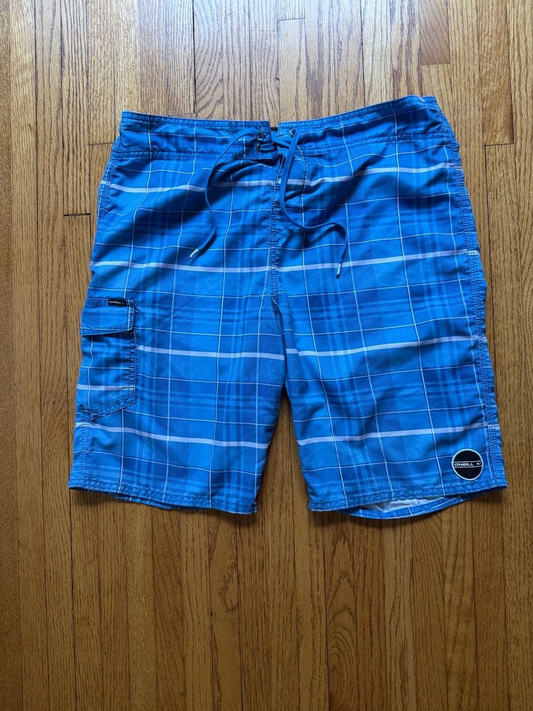 O’Neill Men’s Santa Cruz Boardshorts Swim Trunks Blue Plaid Size 34