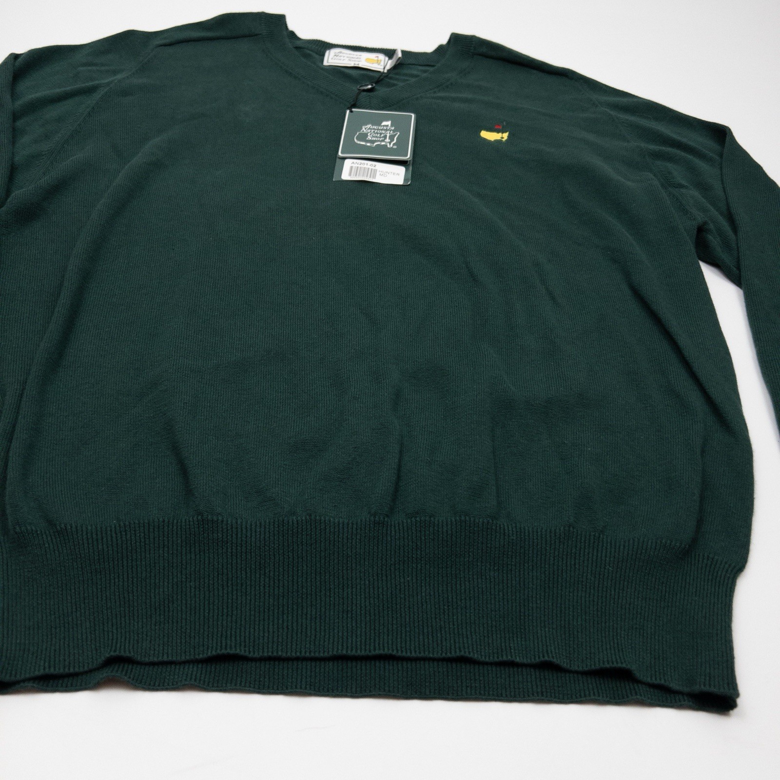 Masters Sweater Mens Medium Hunter Green V-Neck Augusta National Golf Shop Vtg