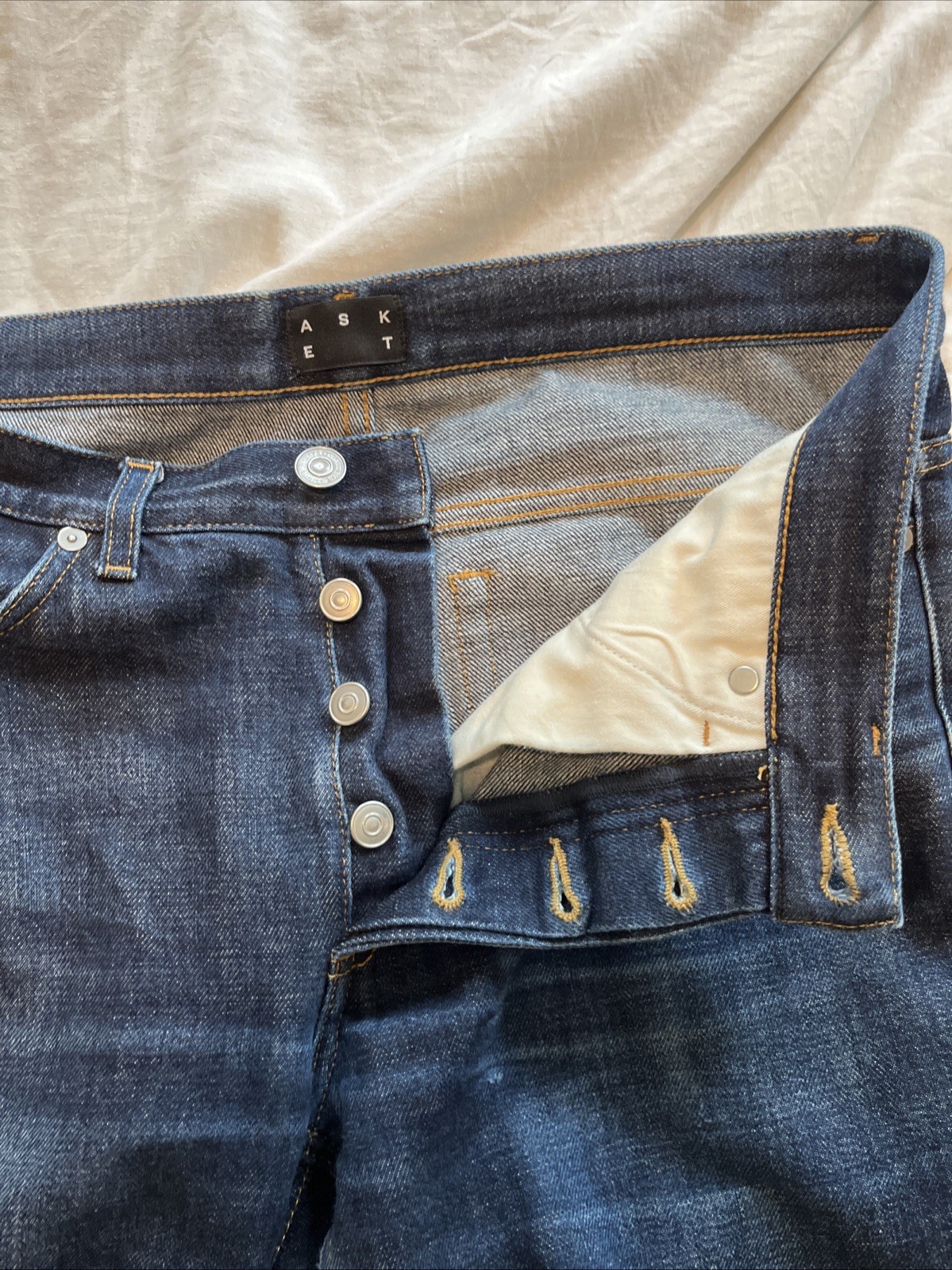 Asket Raw Denim Jeans – 31×34 (Fits 32×29 Cuffed) – Dark – 100% Organic Cotton