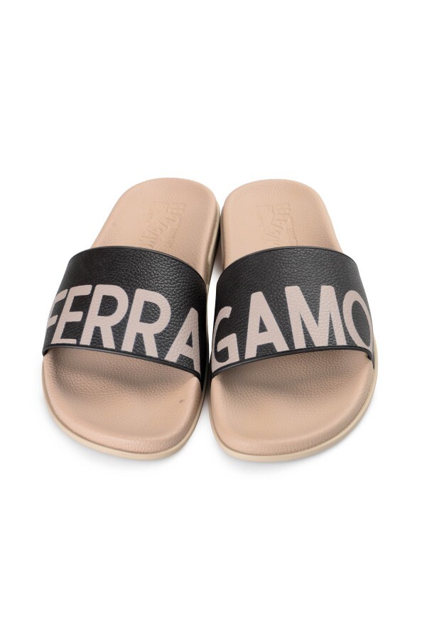 NIB NEW Salvatore Ferragamo Amos Slides Sandals Nero or Beige 9 10 11 M
