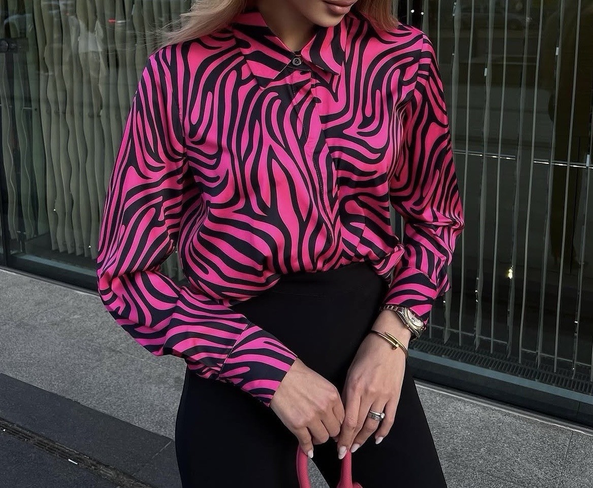 Miss Diamond Designer Statement Zebra Blouse Satin S
