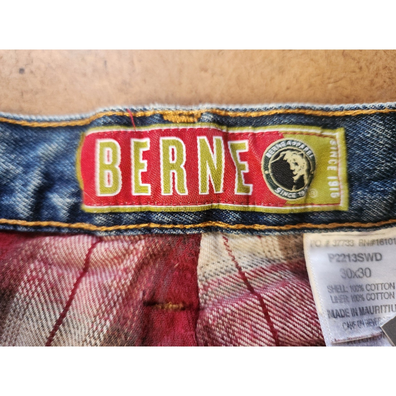 BERNE Mens Carpenter Jeans Size 30×30 Blue Denim Red Flannel Lined Workwear Pant