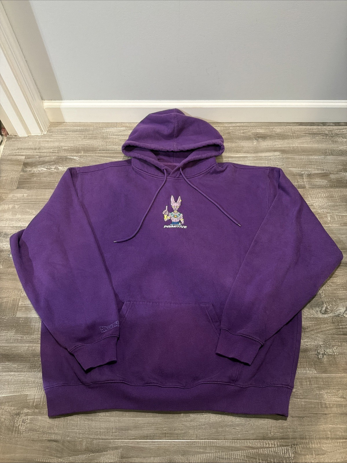 Dragon Ball Super Primitive Beerus Hoodie Sweatshirt Sz XL Embroidered Purple