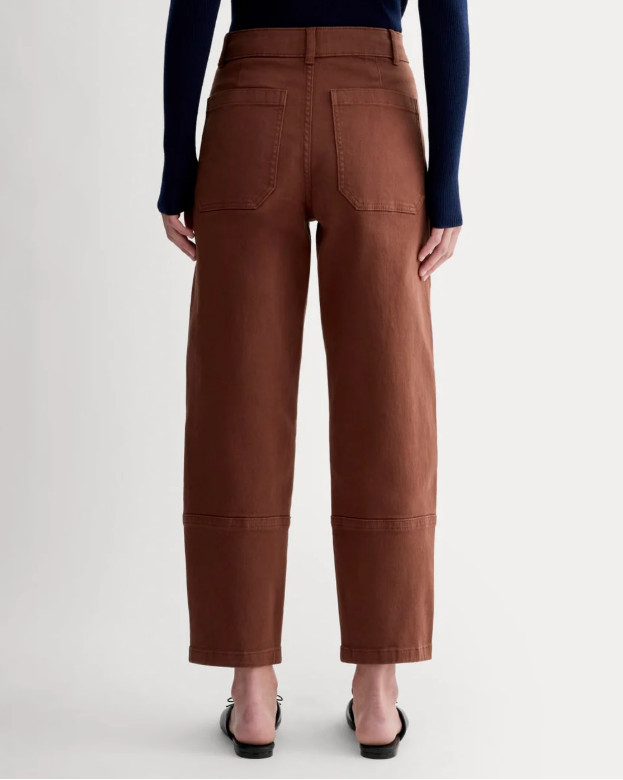 Everlane The Utility Barrel Pants Womens sz 4 Denim Jeans Rosewood Brown Organic